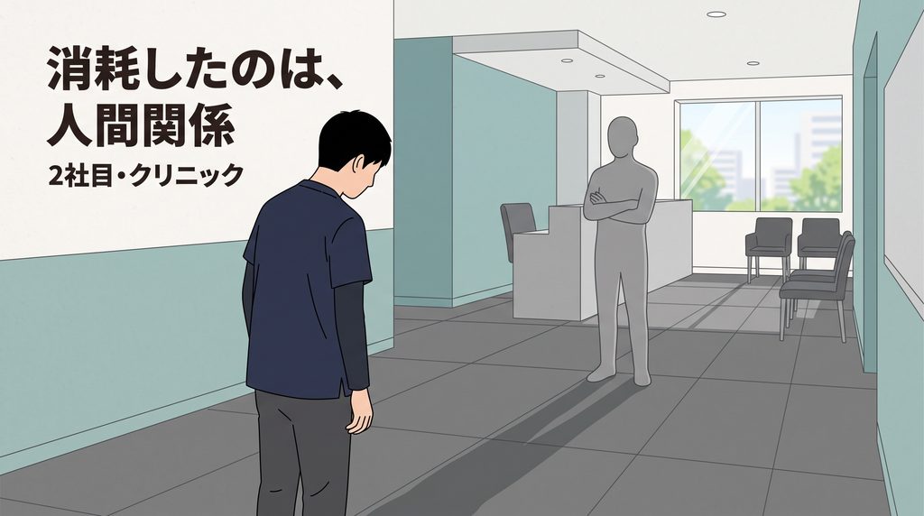 職場の人間関係にストレスを感じるリハビリ職のイメージ