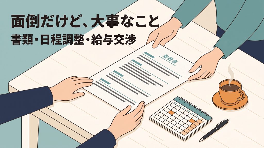 転職エージェントが書類作成や日程調整を代行してくれるイメージ