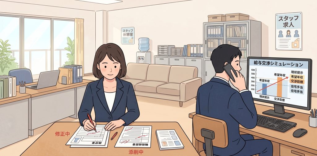 オンラインで転職エージェントと面談し、勤務地や年収などの希望条件をすり合わせる理学療法士
