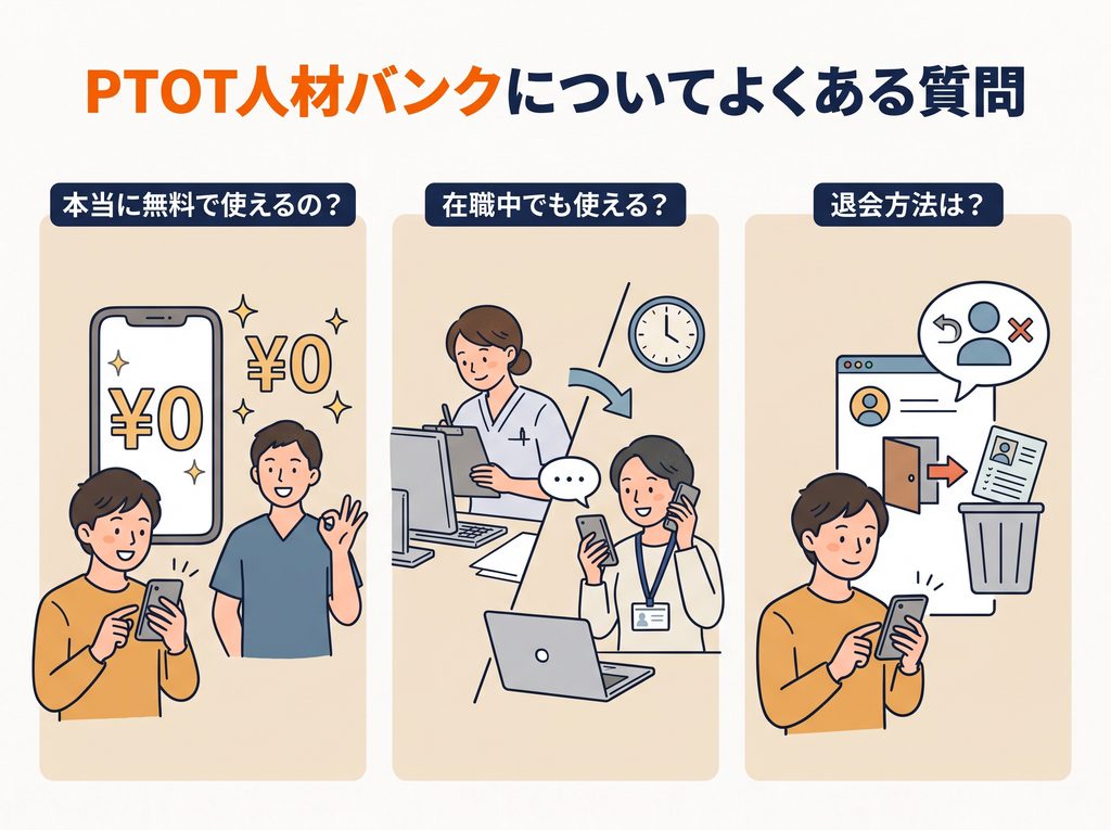 PTOT人材バンクについてよくある質問のイラスト